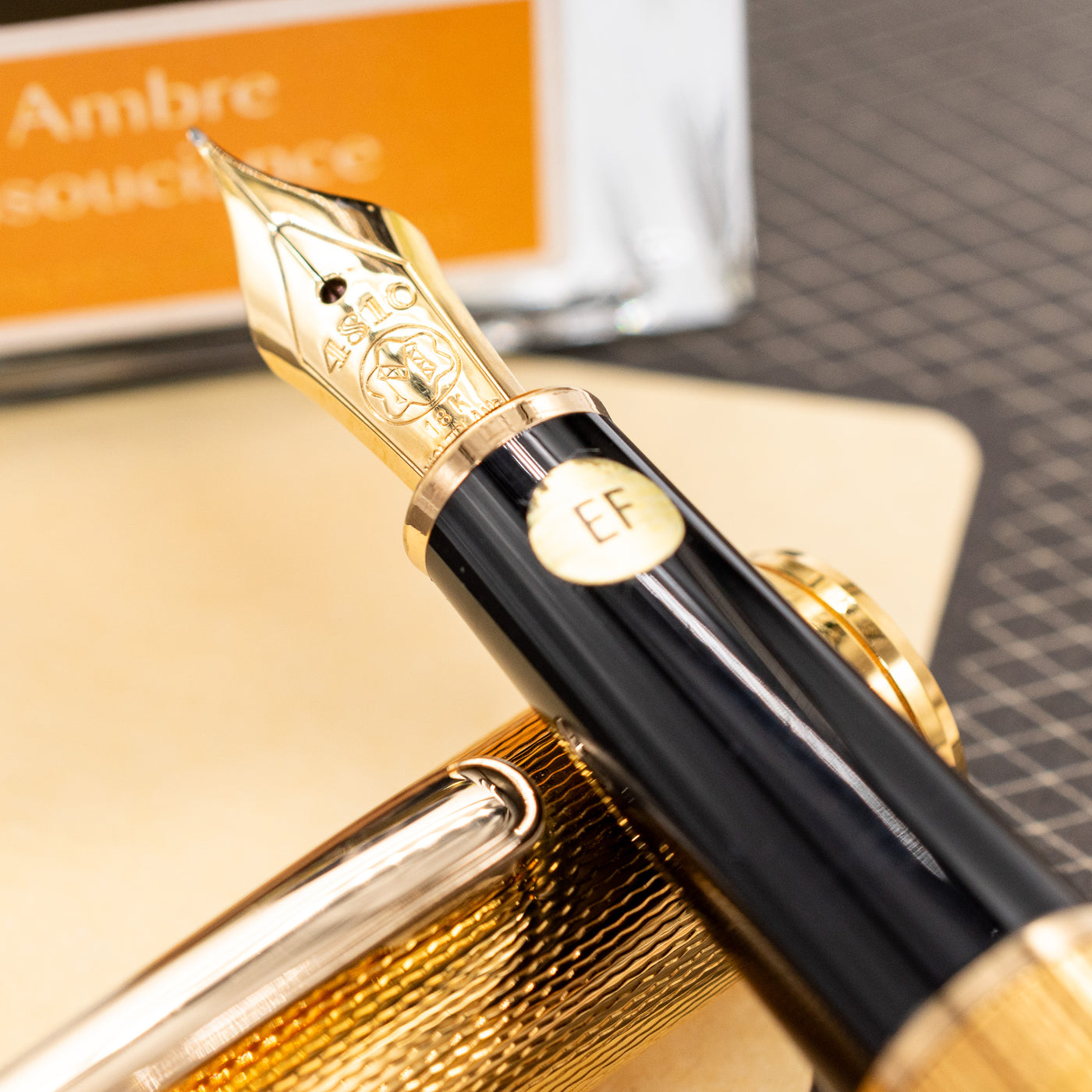 Montblanc Meisterstuck 144 Gold Barley Fountain Pen 18k Gold Nib