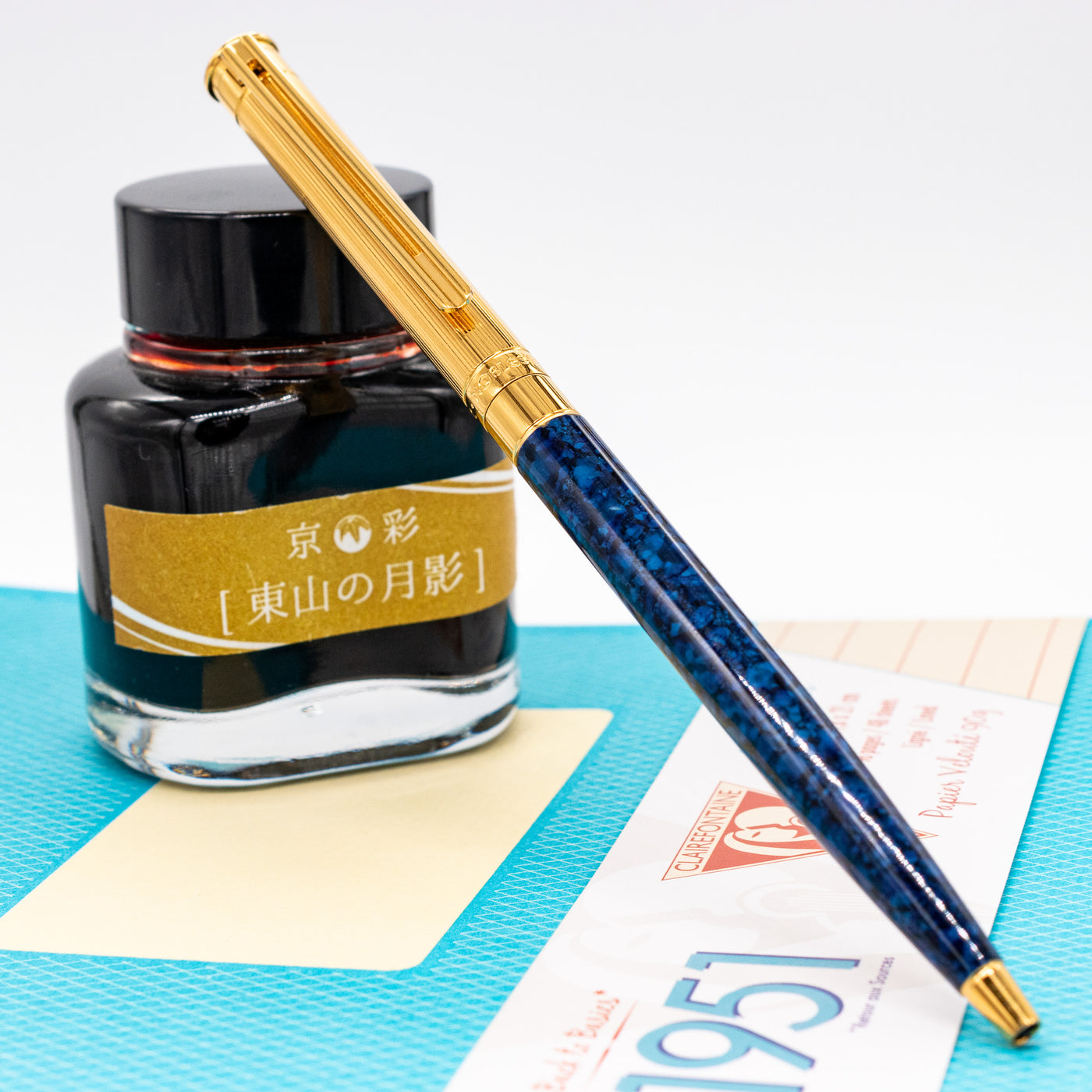 Montblanc Noblesse Oblige Blue Marble & Gold Ballpoint Pen - Preowned