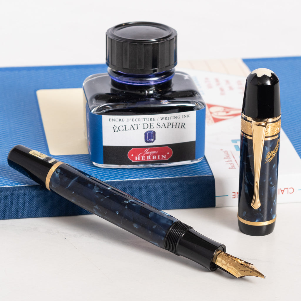 Louis Vuitton Doc Blue Leather & Palladium Fountain Pen - Preowned