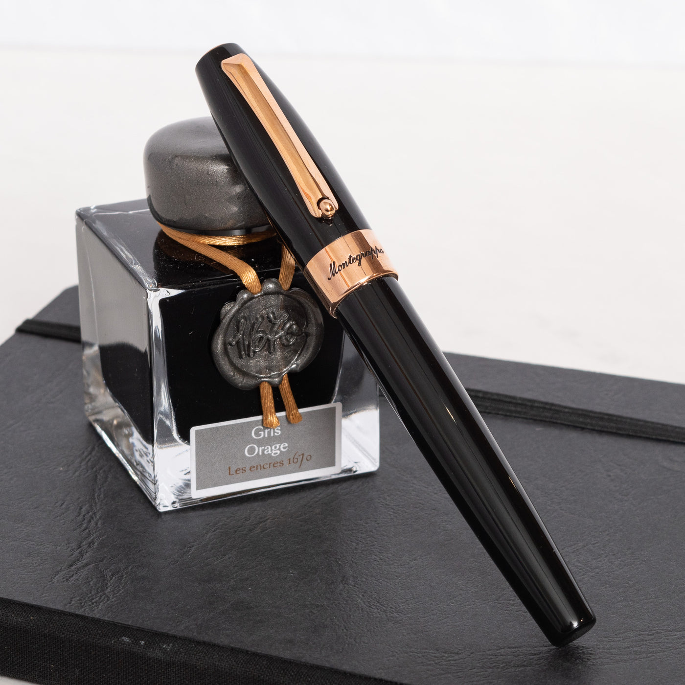 Montegrappa Fortuna Black & Rose Gold Fountain Pen - Preowned