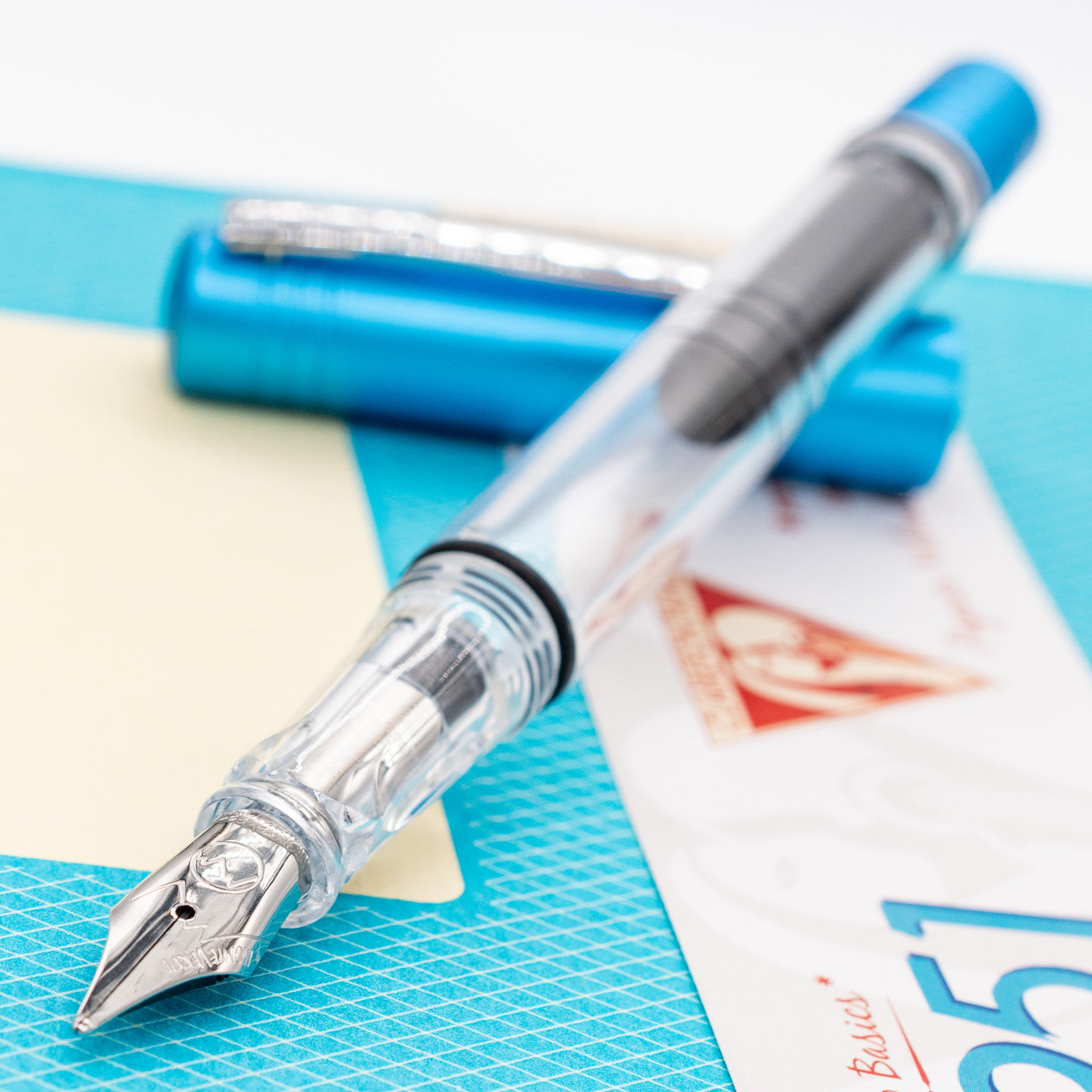 Monteverde MP1 Fountain Pen - Bright Blue uncapped