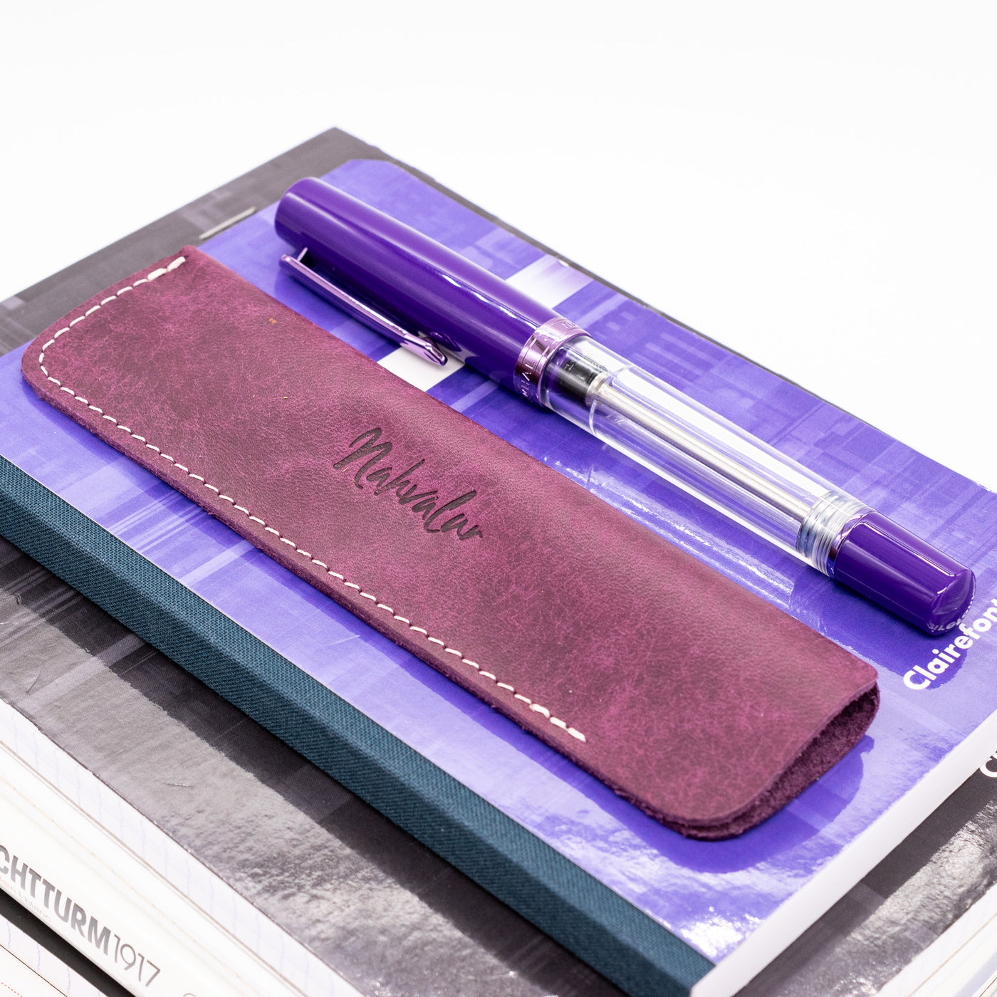 Nahvalur Original Plus Fountain Pen - Amethyst leather sleeve