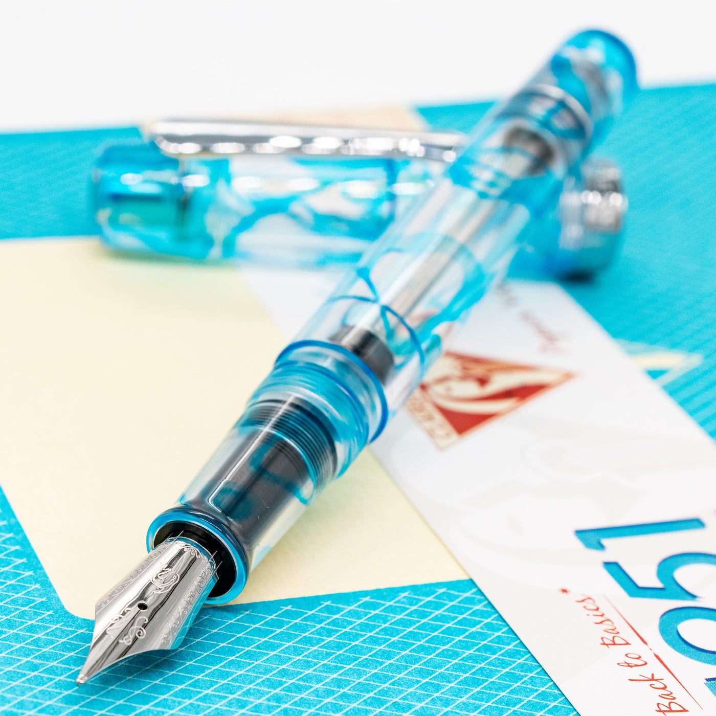 Nahvalur Original Plus Fountain Pen - Azureus Blue uncapped