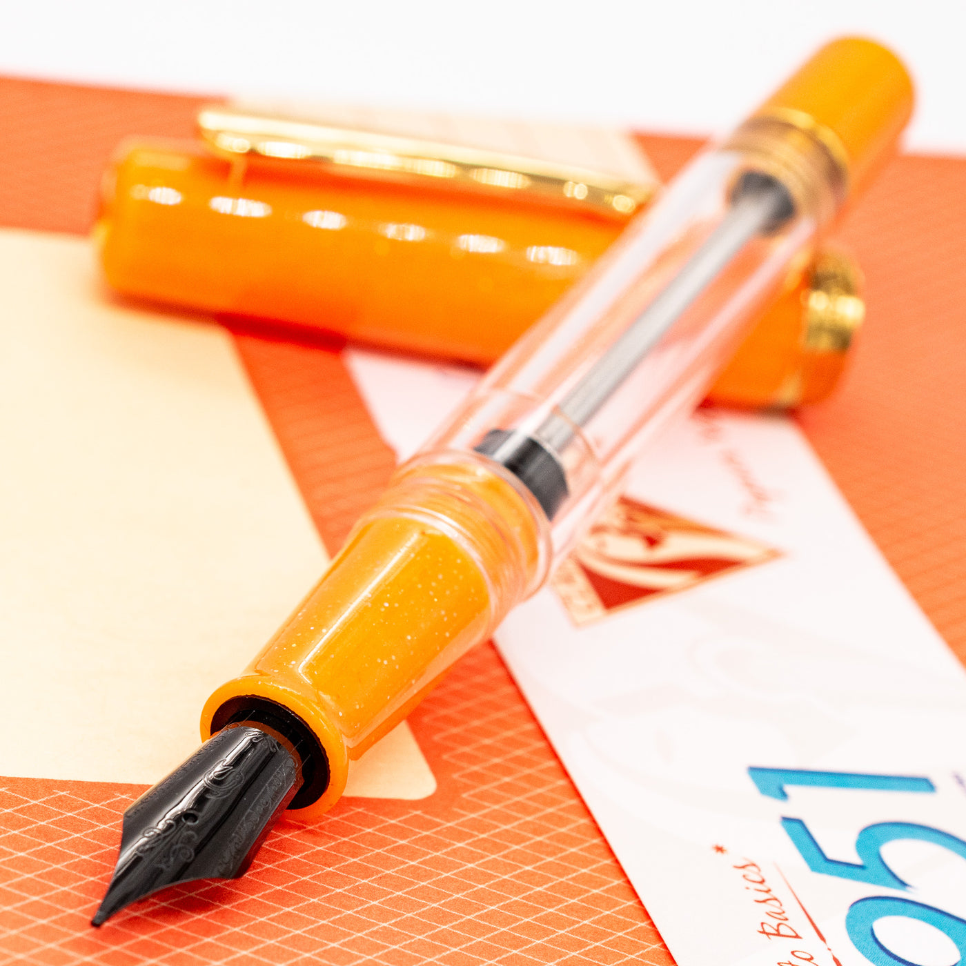 Nahvalur Original Plus Fountain Pen - Garibaldi Orange uncapped