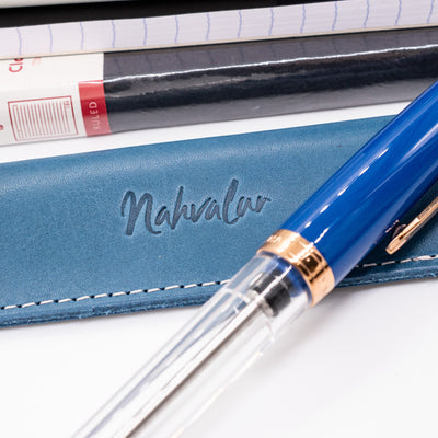 Nahvalur Original Plus Fountain Pen - Sapphire galen leather sleeve