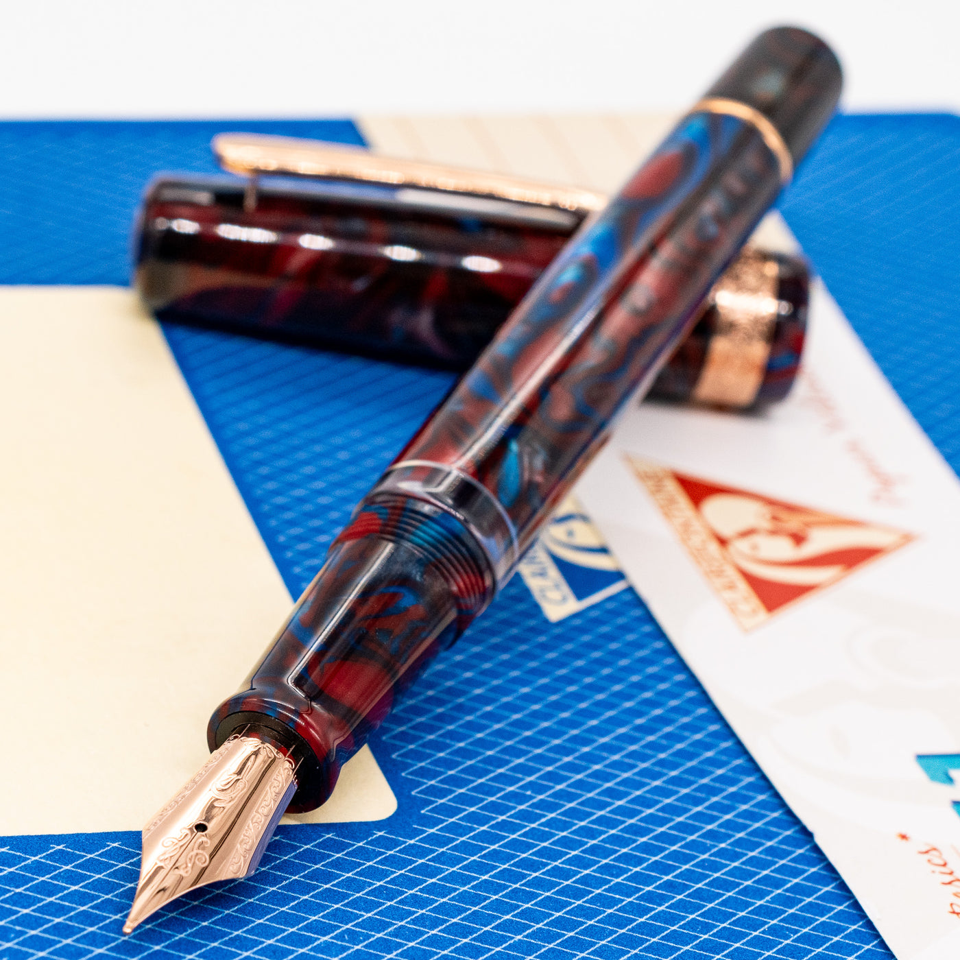 Nahvalur Schuylkill Fountain Pen - Dragonet Sapphire uncapped