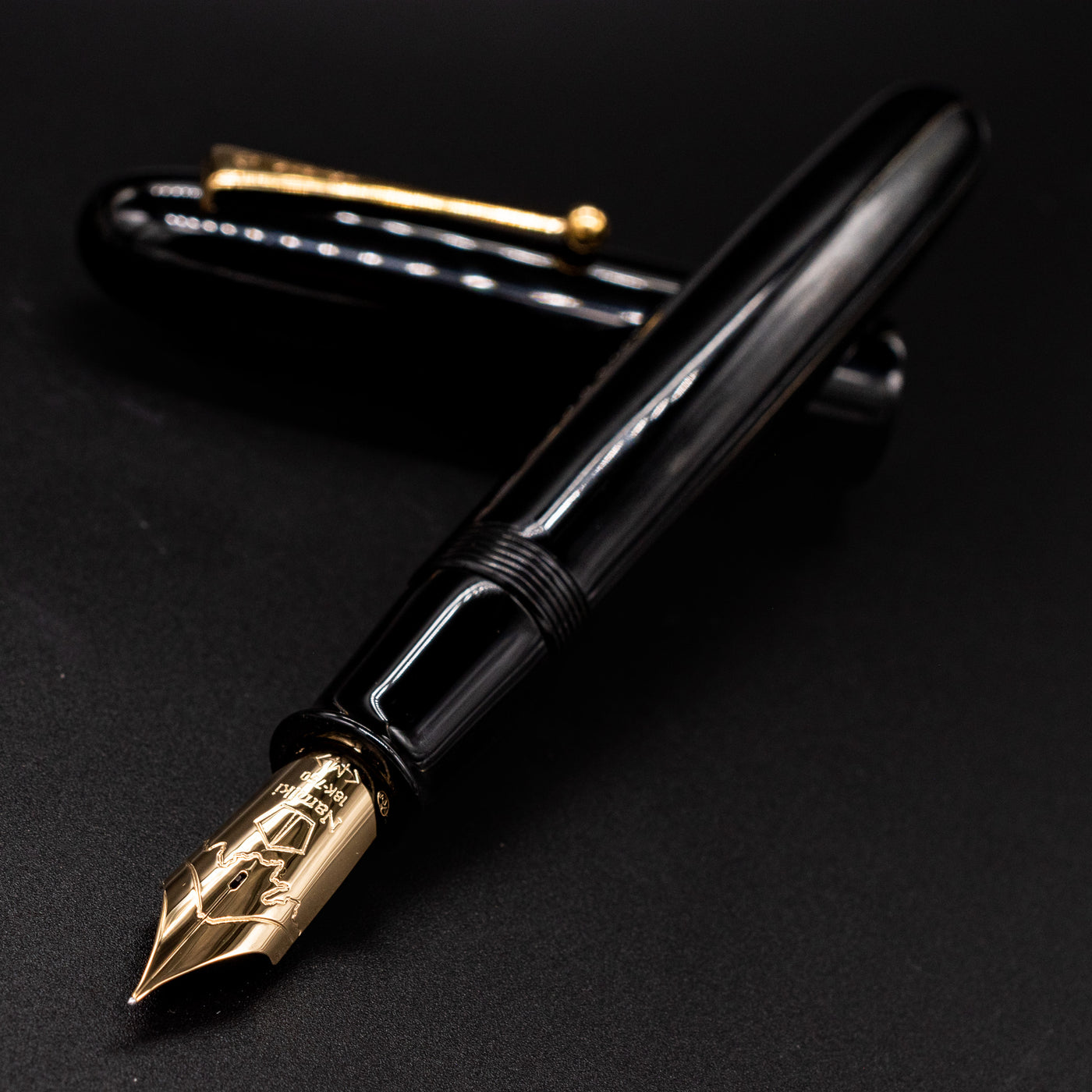 Namiki Emperor Black Fountain Pen Uncapped