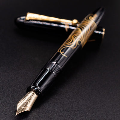 Namiki Nippon Art Fountain Pen - Crane & Turtle uncapped