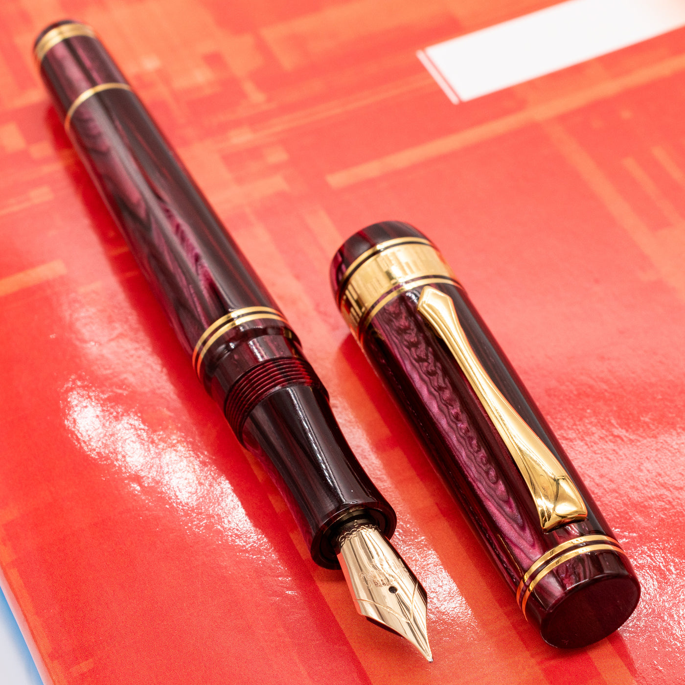 Nettuno Superba Ruby Celluloid Fountain Pen rare