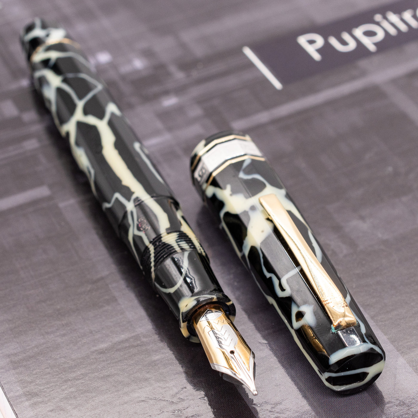 Omas Galileo Celluloid Fountain Pen Black & White