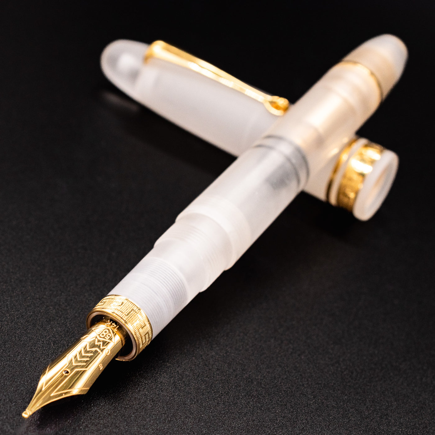 Omas Ogiva Fountain Pen - Frosted Demonstrator Gold uncapped