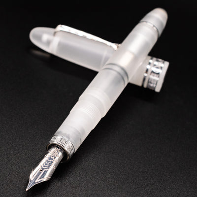 Omas Ogiva Fountain Pen - Frosted Demonstrator Silver uncapped