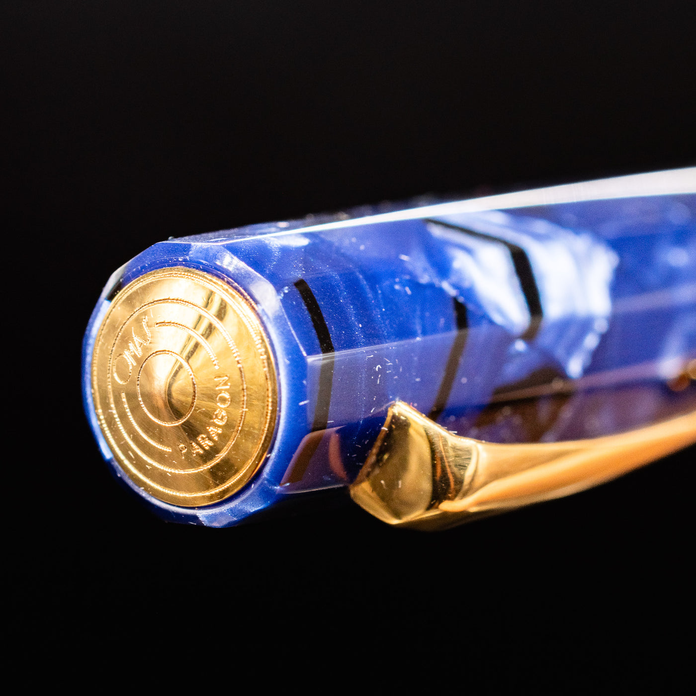 Omas Paragon Fountain Pen - Blue Royale Gold cap top