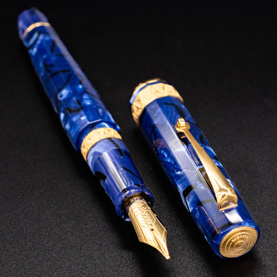 Omas Paragon Fountain Pen - Blue Royale Gold faceted