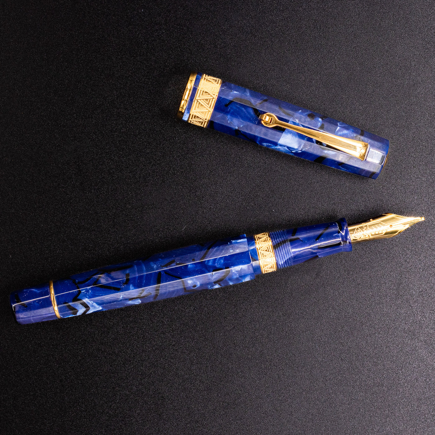 Omas Paragon Fountain Pen - Blue Royale Gold piston filled