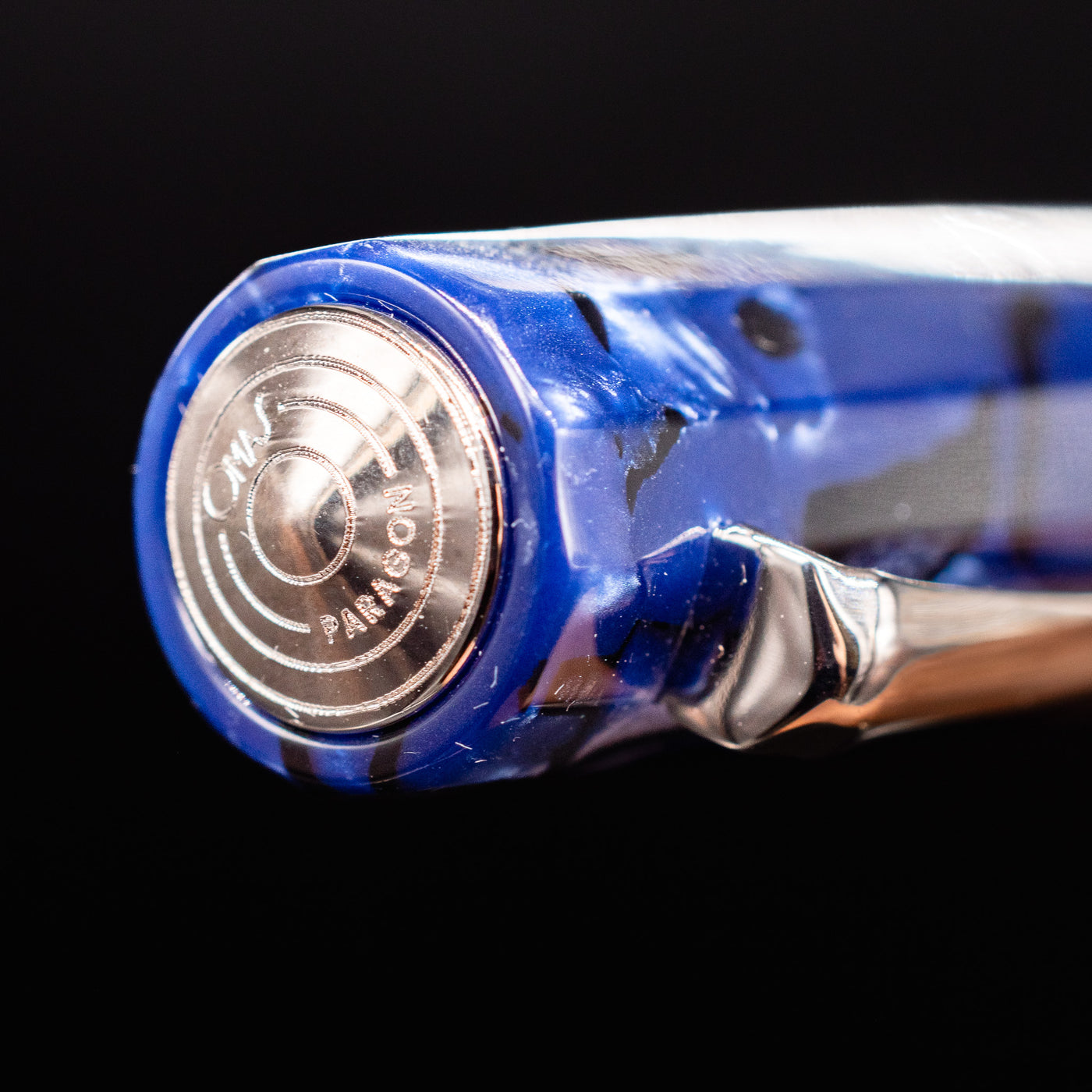 Omas Paragon Fountain Pen - Blue Royale Silver cap top