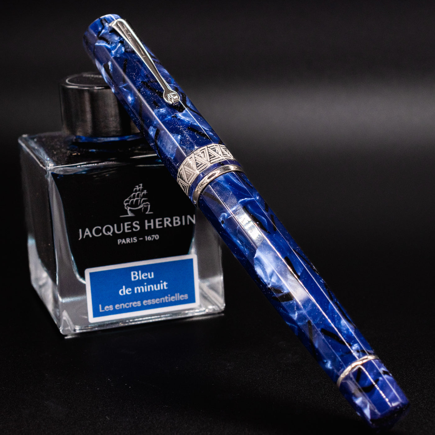 Omas Paragon Fountain Pen - Blue Royale Silver capped