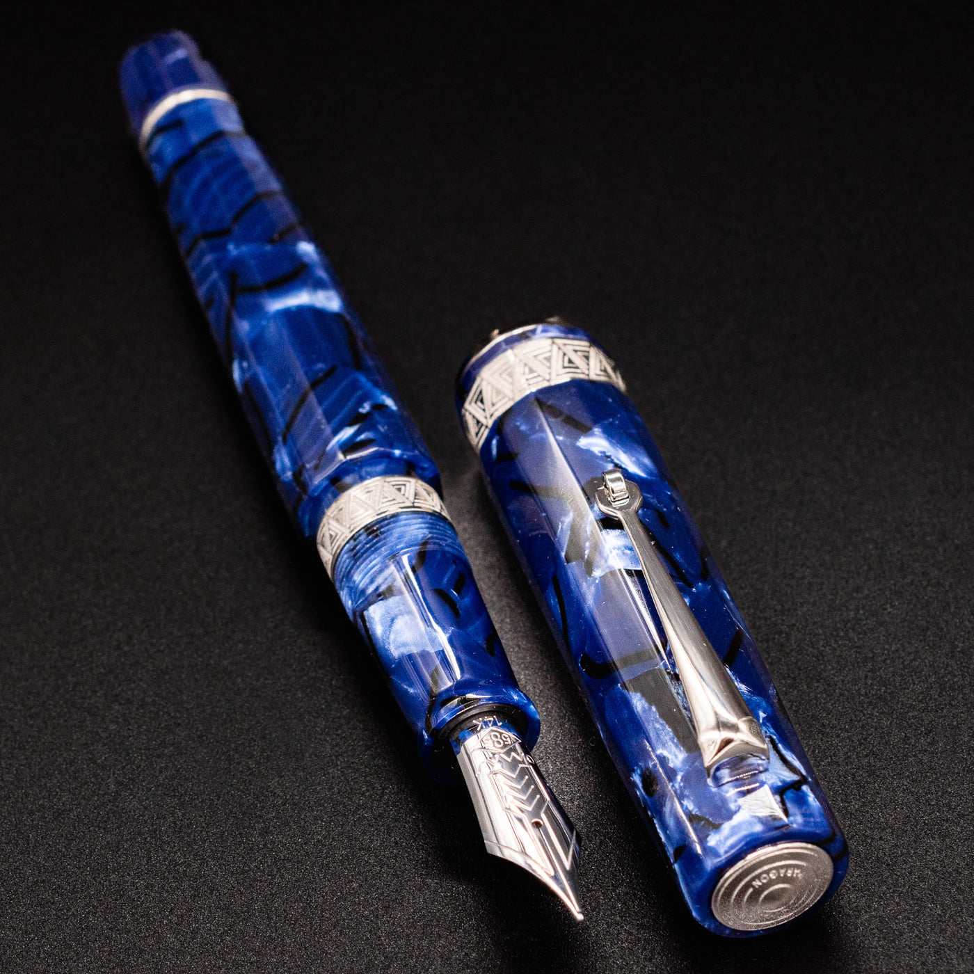 Omas Paragon Fountain Pen - Blue Royale Silver chrome trim