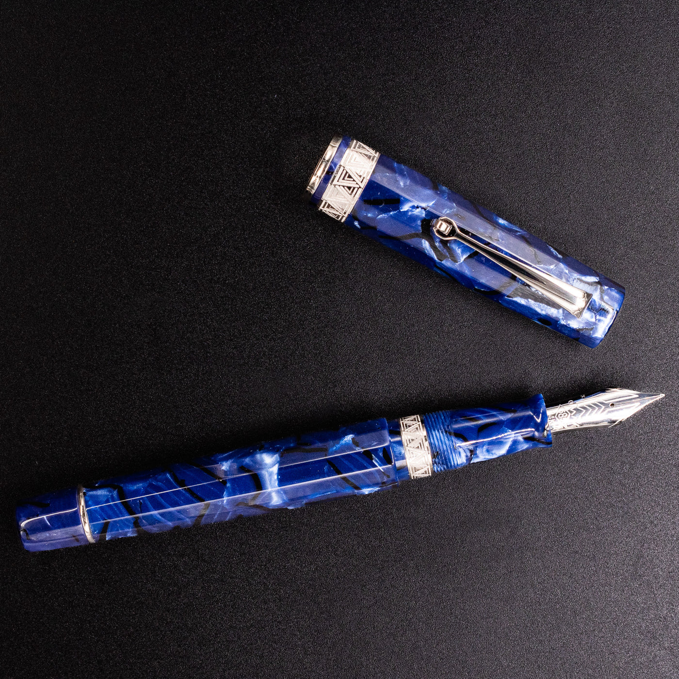 Omas Paragon Fountain Pen - Blue Royale Silver piston filled