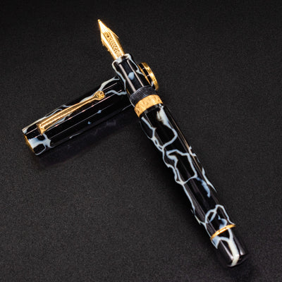 Omas Paragon Fountain Pen - Wild Celluloid Gold black white