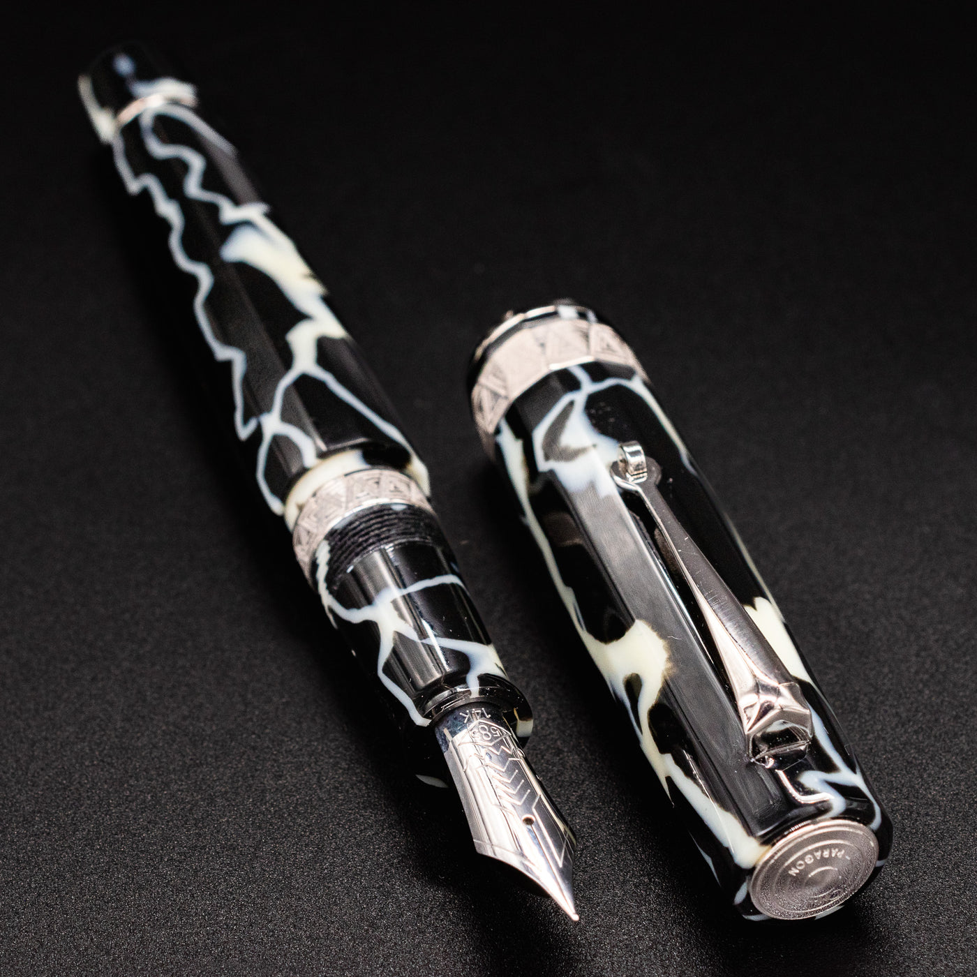 Omas Paragon Fountain Pen - Wild Celluloid Silver chrome trim