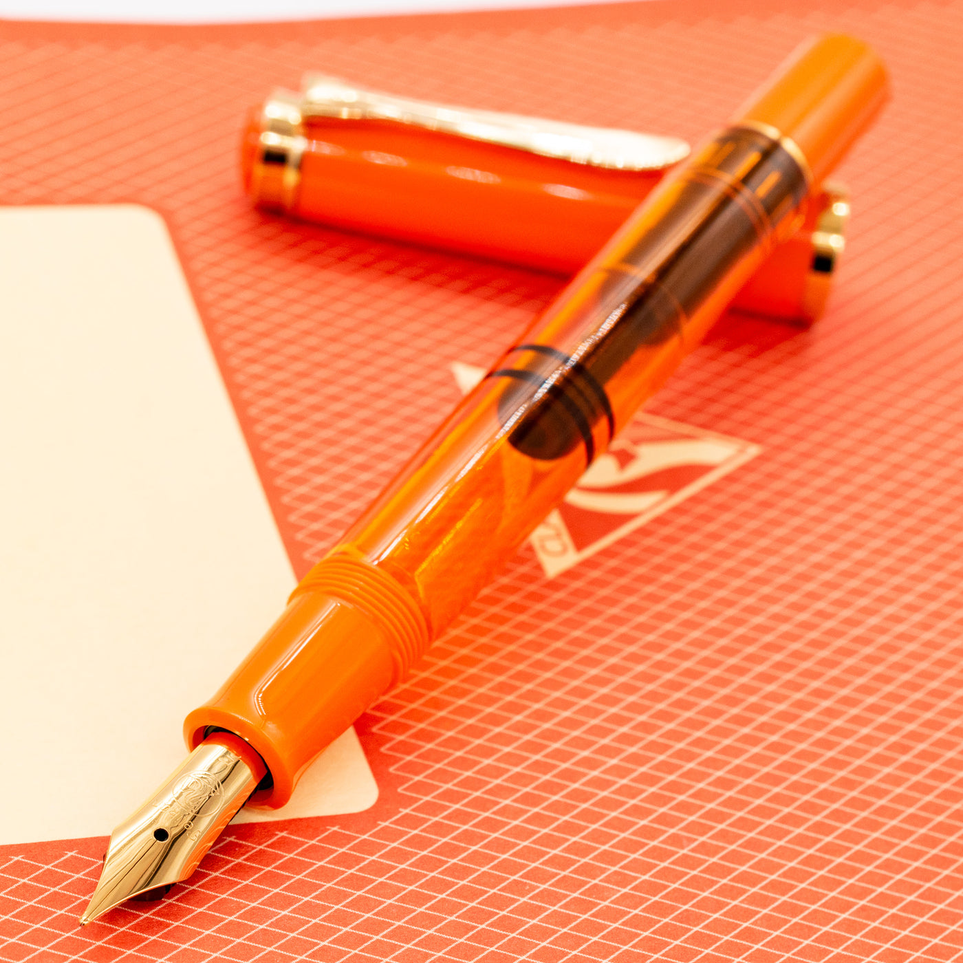 Pelikan Classic M200 Fountain Pen - Orange Delight uncapped