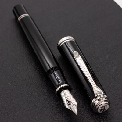 Pelikan Souveran M805 Fountain Pen - Black-Silver chrome trim