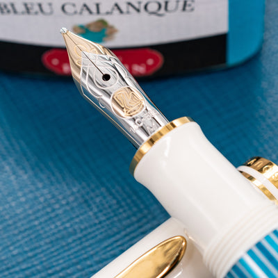 Pelikan Souveran M600 Turquoise White Fountain Pen 14k gold nib