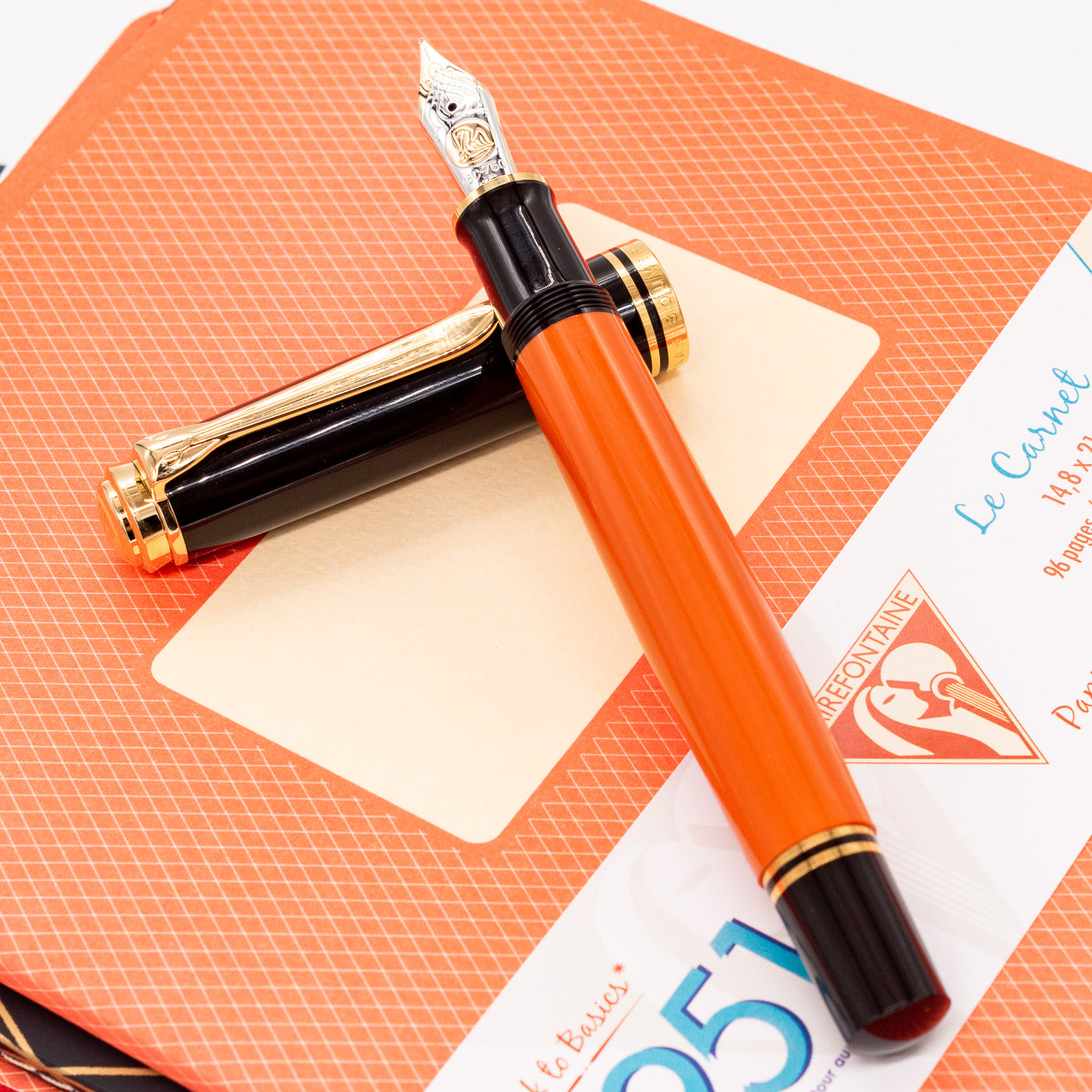 Pelikan Souveran M800 Burnt Orange Fountain Pen Black Cap