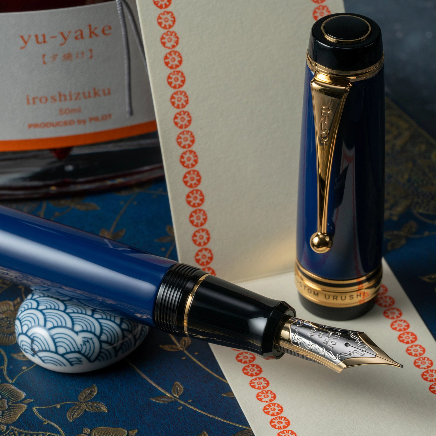 Pilot Custom Urushi Blue Fountain Pen 18k Nib