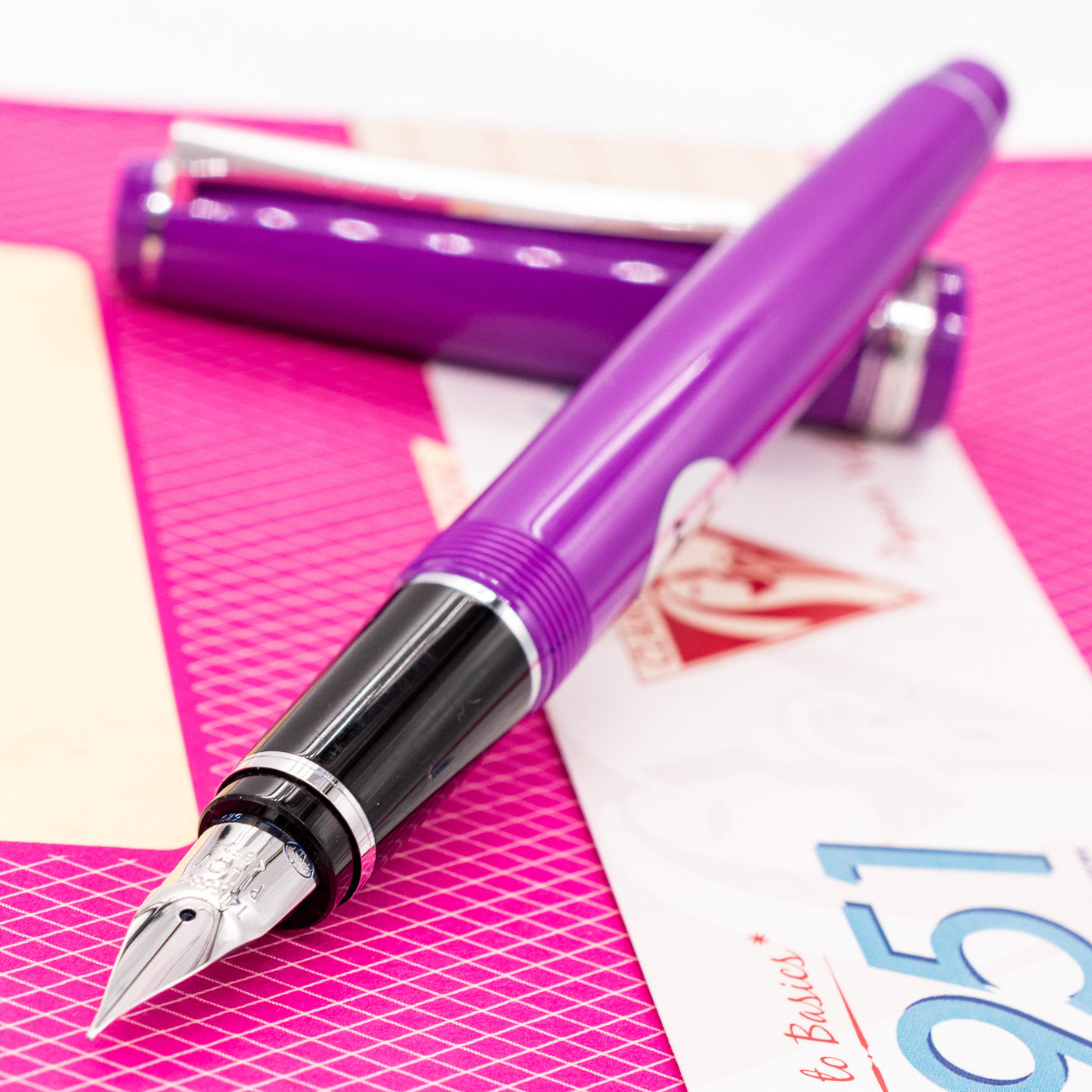 Pilot Falcon Fountain Pen - Purple uncapped