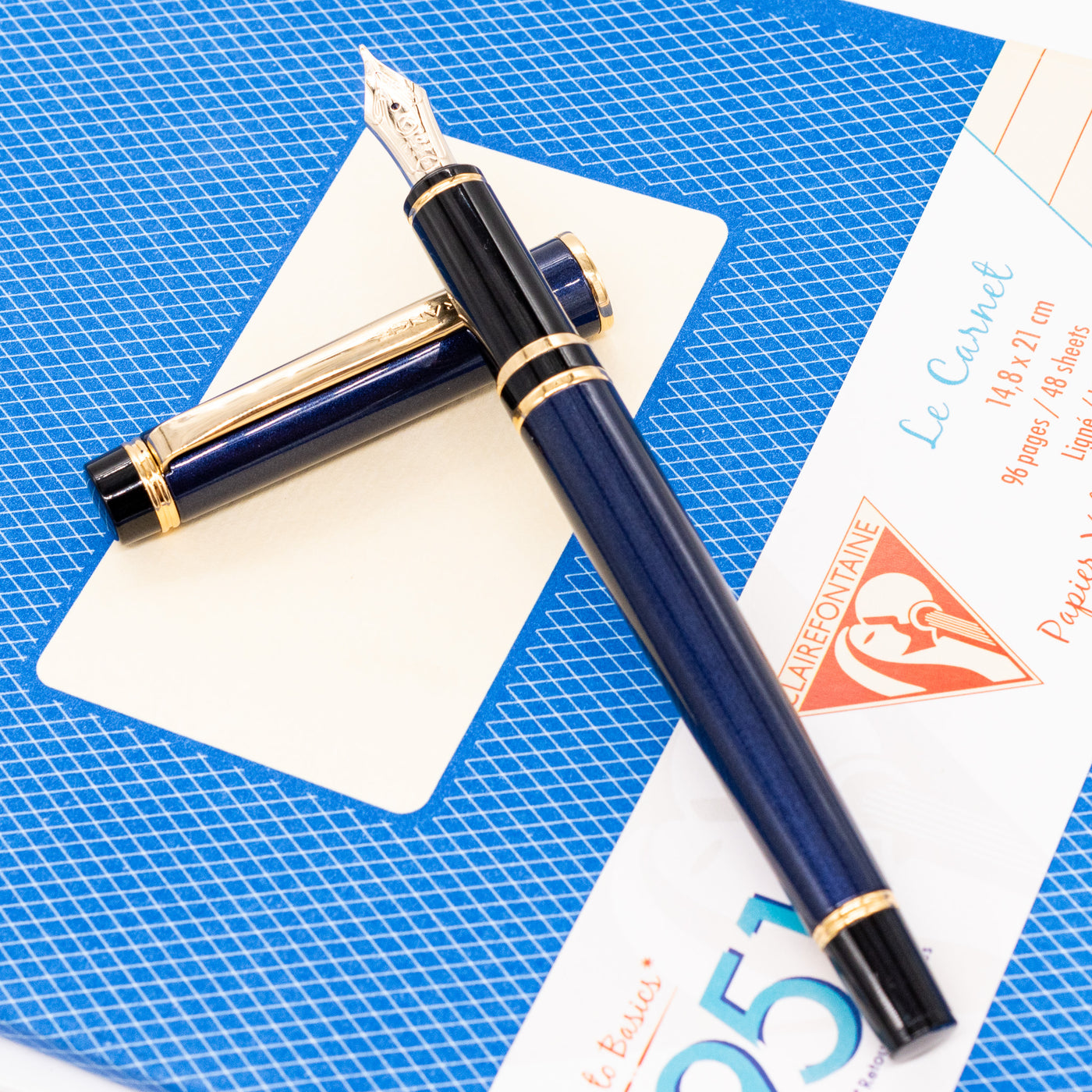 Pilot Grance Fountain Pen - Navy Blue gold trim