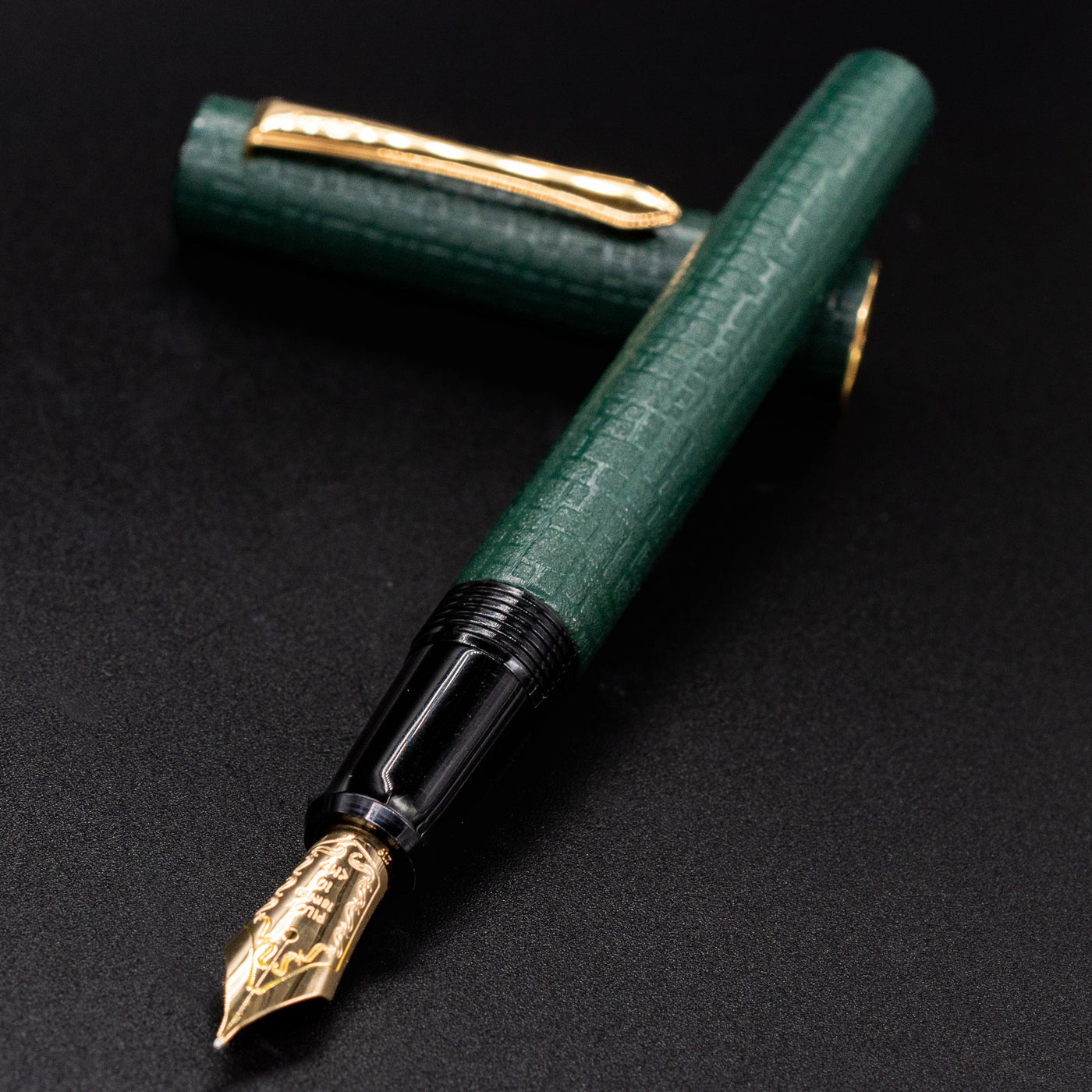 Pilot Ishime Fountain Pen - Hunter Green uncapped