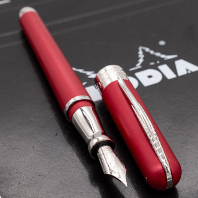 Pineider Avatar UR Art Fountain Pen - Cherry Red chrome trim