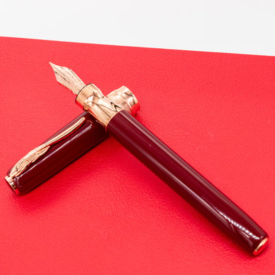 Pineider Classic Fountain Pen - Bordeaux & Rose Gold red