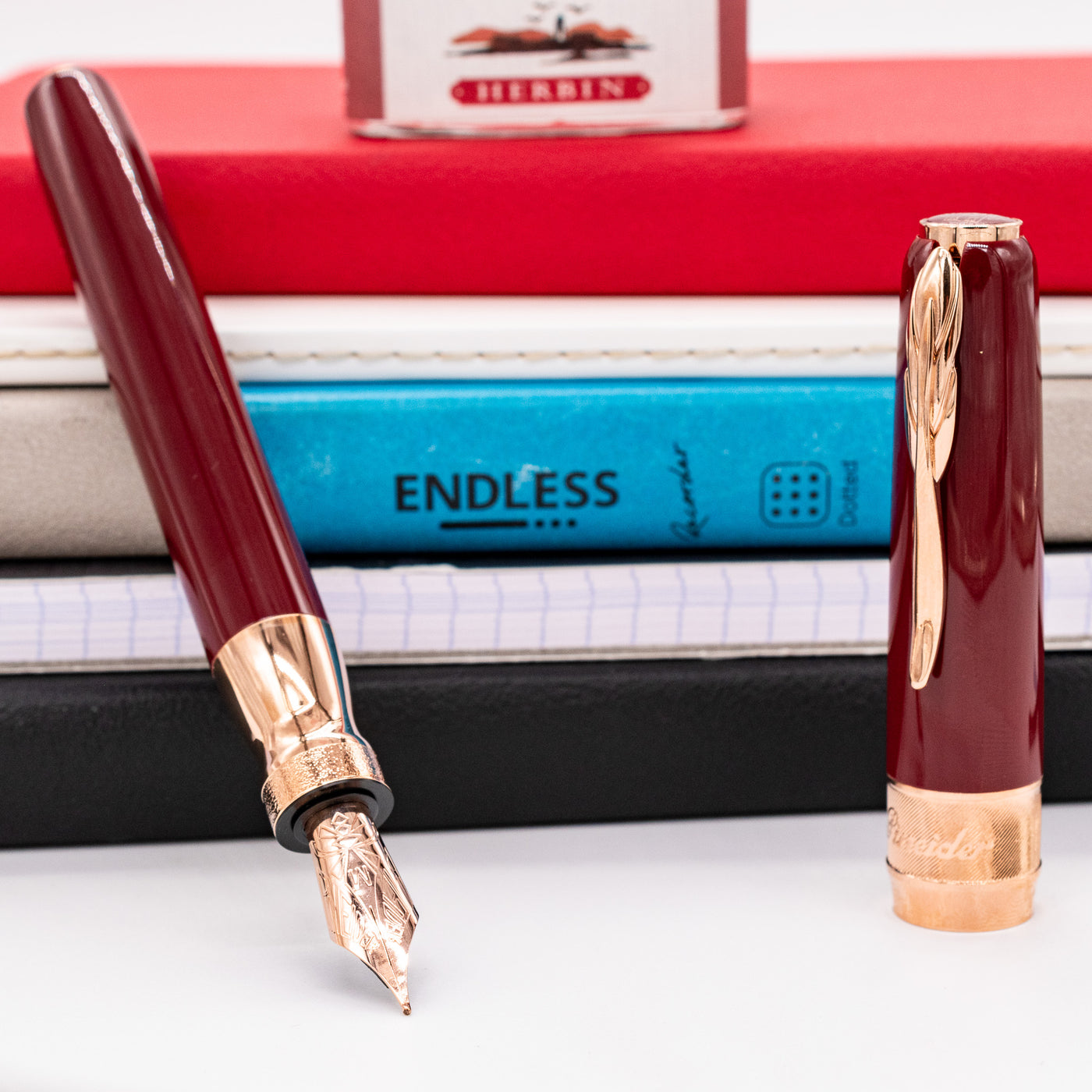 Pineider Classic Fountain Pen - Bordeaux & Rose Gold