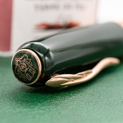 Pineider Classic Fountain Pen - Green & Rose Gold cap top