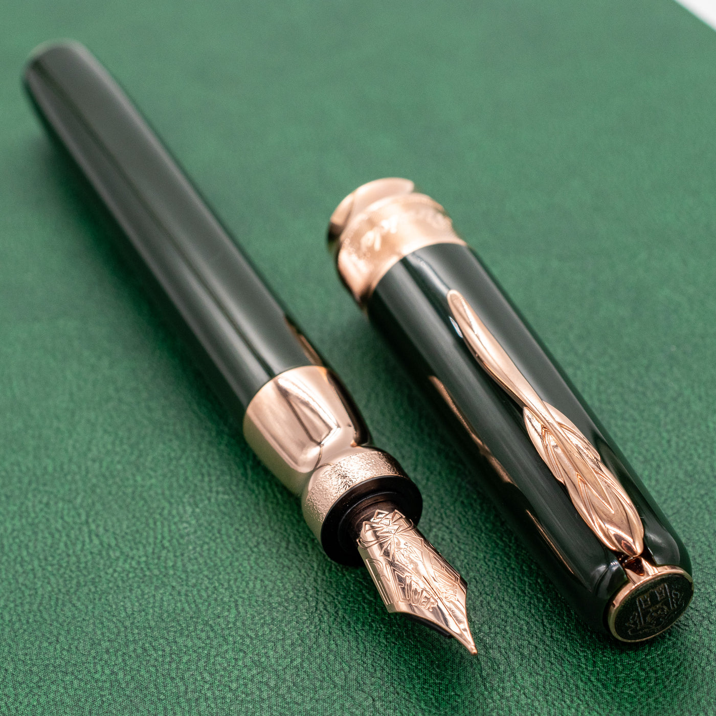 Pineider Classic Fountain Pen - Green & Rose Gold la grande bellezza