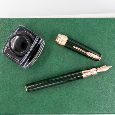 Pineider Classic Fountain Pen - Green & Rose Gold new