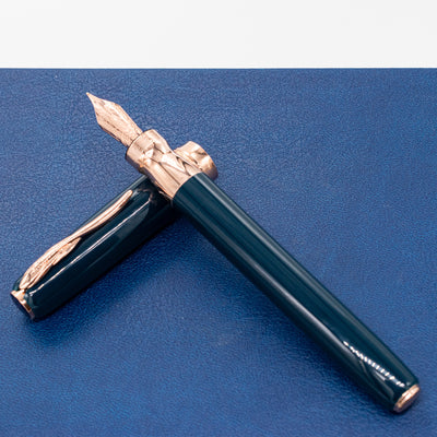 Pineider Classic Fountain Pen - Peacock Blue & Rose Gold la grande bellezza