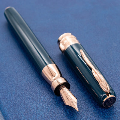 Pineider Classic Fountain Pen - Peacock Blue & Rose Gold new