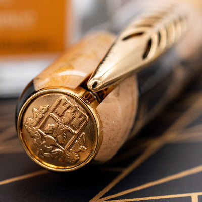 Pineider La Grande Bellezza Rocco Fountain Pen - Dune Gold cap top