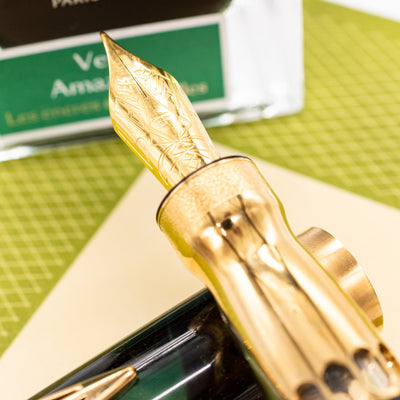 Pineider La Grande Bellezza Rocco Fountain Pen - Forest Green stainless steel nib