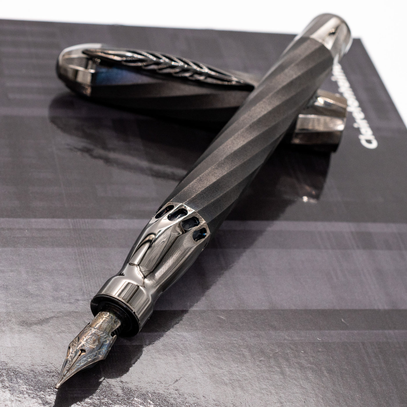 Pineider Matrix Black Fountain Pen uncapped