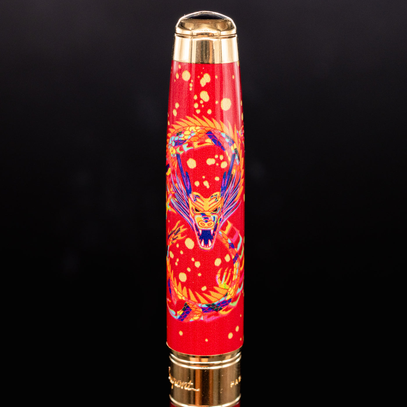 ST Dupont Line D Eternity Dragon Fountain Pen Burgundy Artwork