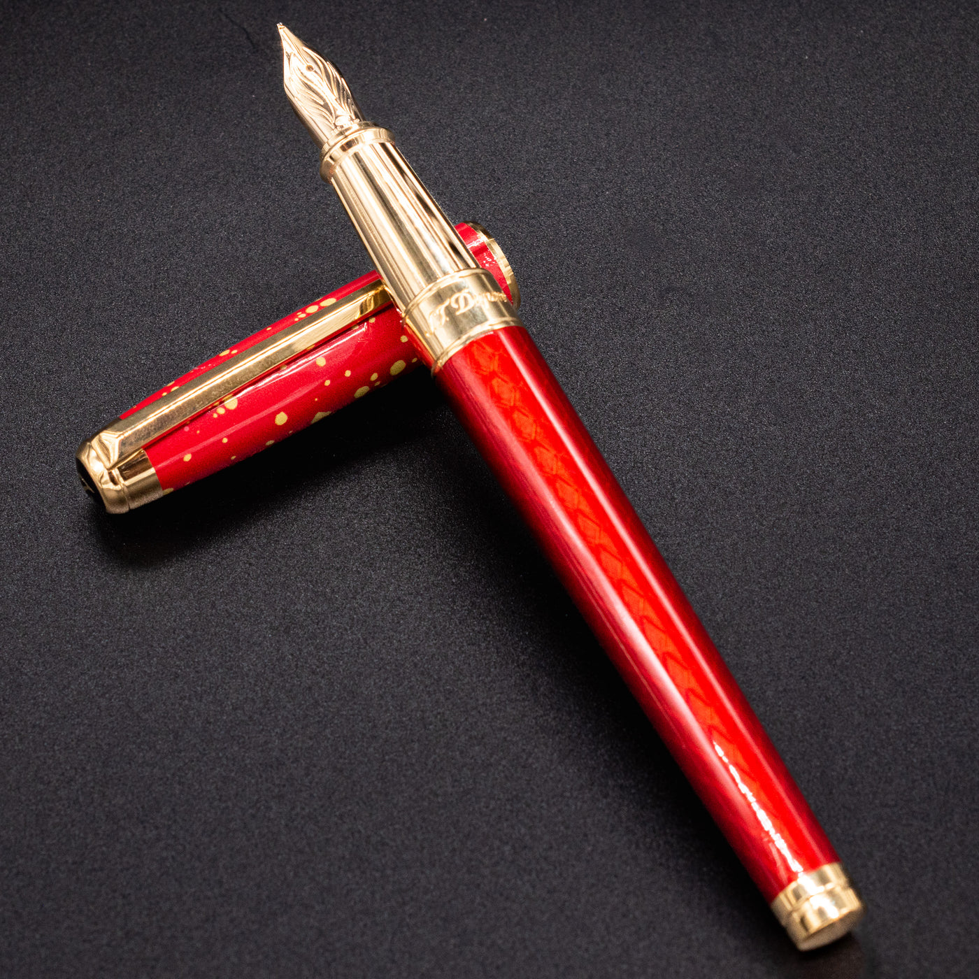 ST Dupont Line D Eternity Dragon Fountain Pen Burgundy Red