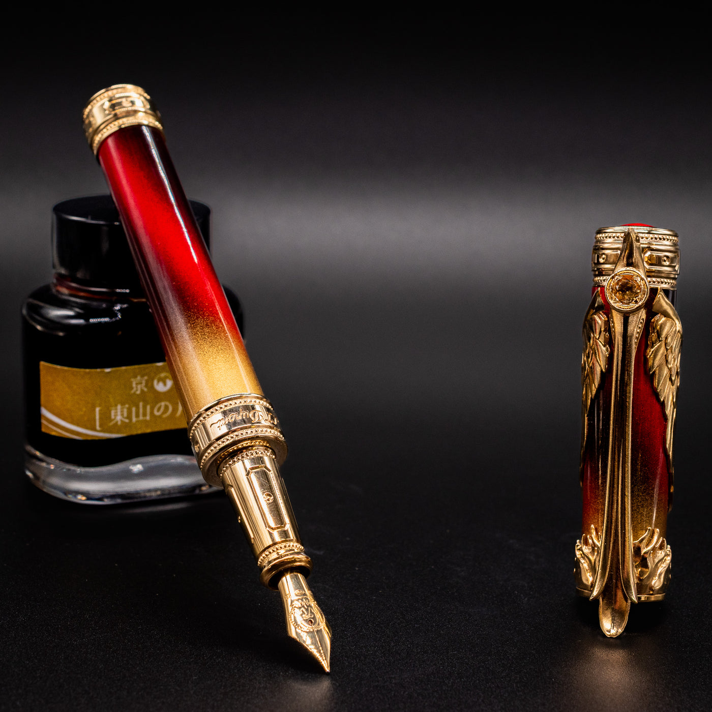 ST Dupont Phoenix Renaissance Fountain Pen with Stand