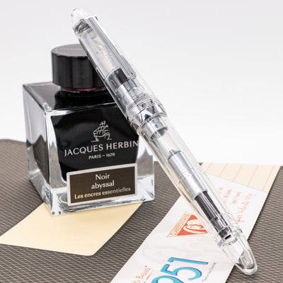 Sailor 1911L Clear Demonstrator Rhodium Fountain Pen capped