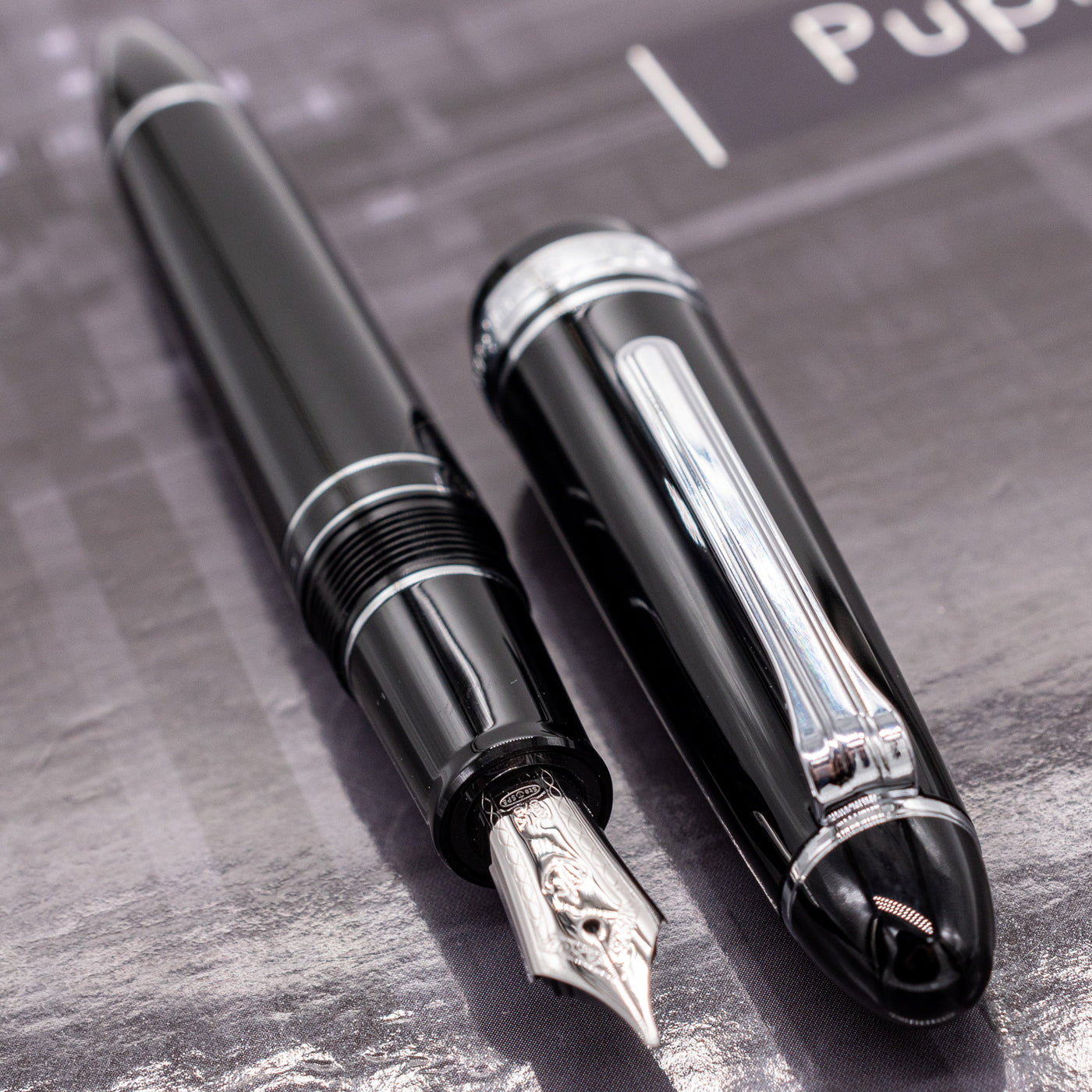 Sailor 1911L Realo Black & Rhodium Fountain Pen silver trim