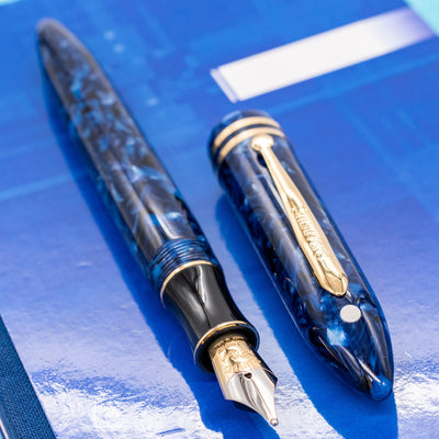 Sheaffer Balance Blue Marble Fountain Pen gold trim